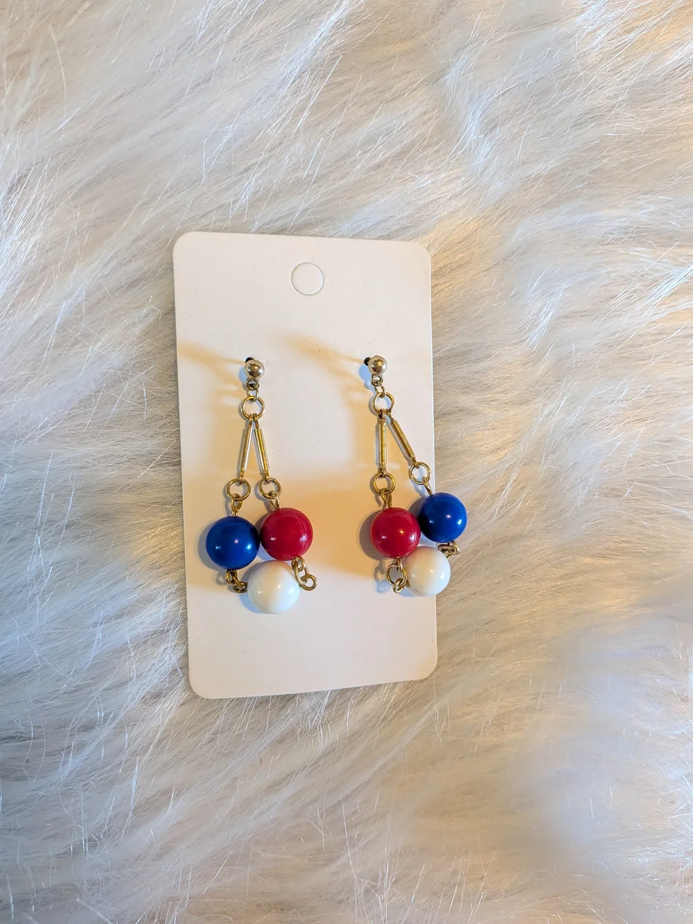 Jewelry | Tricolor Beaded Drop Earrings Red Blue White | Poshmark